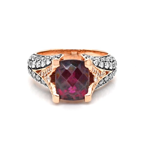 Le Vian Raspberry Rhodolite Garnet with Choclate and Vanilla Diamonds Ring 14k Rose Gold Raleigh Diamond Fine Jewelry Raleigh, NC