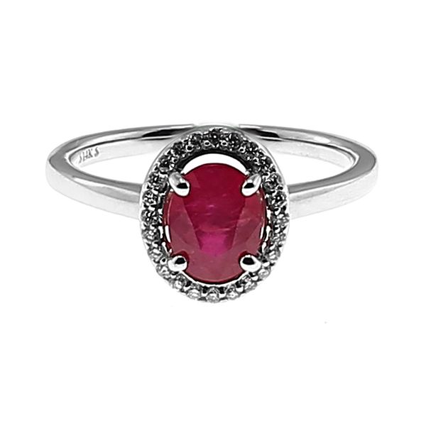 14K White Gold 1.67ctw Diamond GIA Certified Halo Oval Ruby Ring Sz 6.75 Raleigh Diamond Fine Jewelry Raleigh, NC