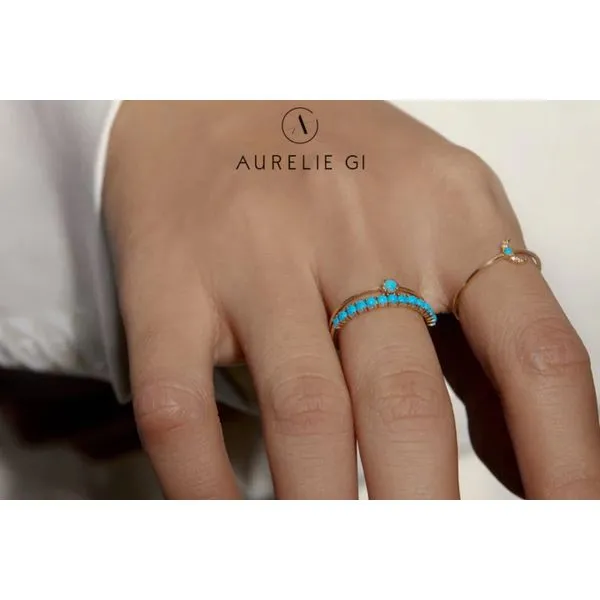 Aurelie Gi 14K Yellow Gold  'Maria' Turquoise Stacking Ring Image 3 Raleigh Diamond Fine Jewelry Raleigh, NC