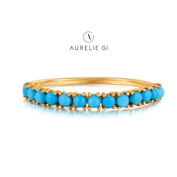 Aurelie Gi 14K Yellow Gold  'Maria' Turquoise Stacking Ring Raleigh Diamond Fine Jewelry Raleigh, NC
