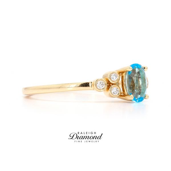 14K Yellow Gold Blue Topaz & Diamond Ring, Image 3 Raleigh Diamond Fine Jewelry Raleigh, NC