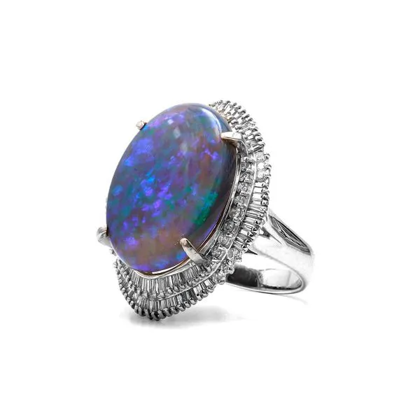 Platinum 9.25ctw Black Opal & 0.91ctw Diamond Ring Size 5.75 Image 2 Raleigh Diamond Fine Jewelry Raleigh, NC