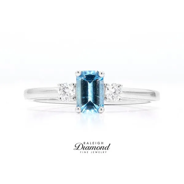 14K White Gold Aquamarine & Diamond Ring Raleigh Diamond Fine Jewelry Raleigh, NC