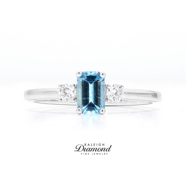 14K White Gold Aquamarine & Diamond Ring Raleigh Diamond Fine Jewelry Raleigh, NC