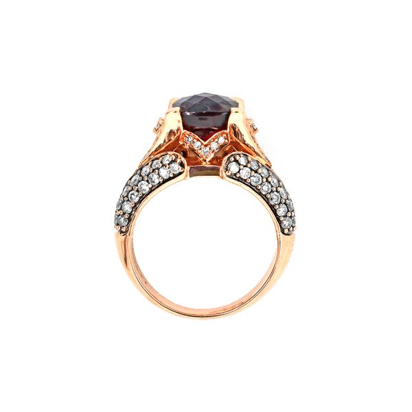 Estate Le Vian 14K Rose Gold  Rhodolite Garnet & Chocolate & Vanilla Diamonds Ring Image 4 Raleigh Diamond Fine Jewelry Raleigh, NC