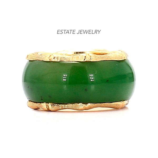 Estate 14K Yellow Gold Jade Bamboo Band Ring  Size 5.0 Raleigh Diamond Fine Jewelry Raleigh, NC