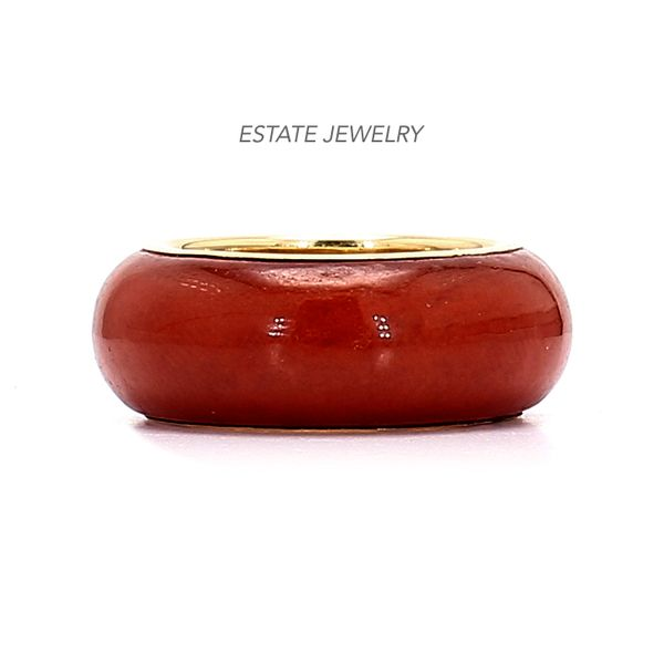 Estate 14K Yellow Gold Red Jade Ring Raleigh Diamond Fine Jewelry Raleigh, NC