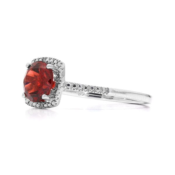 Sterling Silver 0.01ctw Garnet Diamond Accents January Birthstone Ring Image 2 Raleigh Diamond Fine Jewelry Raleigh, NC