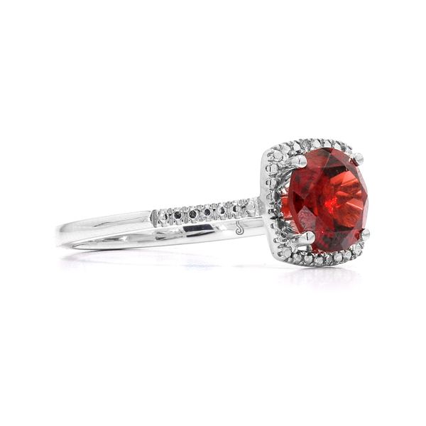 Sterling Silver 0.01ctw Garnet Diamond Accents January Birthstone Ring Image 3 Raleigh Diamond Fine Jewelry Raleigh, NC