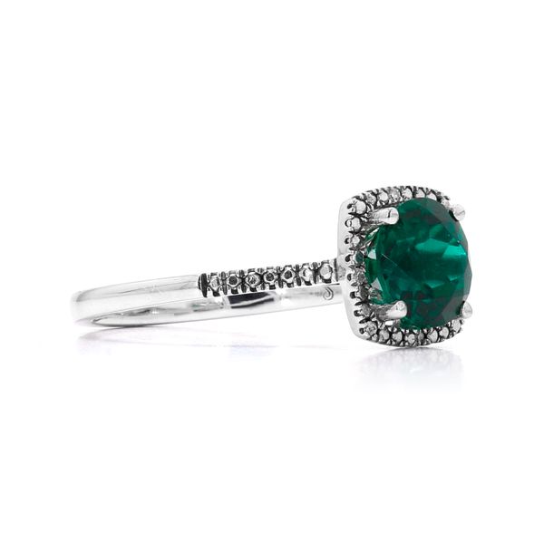 Sterling Silver 0.01ctw Lab Emerald May Birthstone Ring Image 3 Raleigh Diamond Fine Jewelry Raleigh, NC