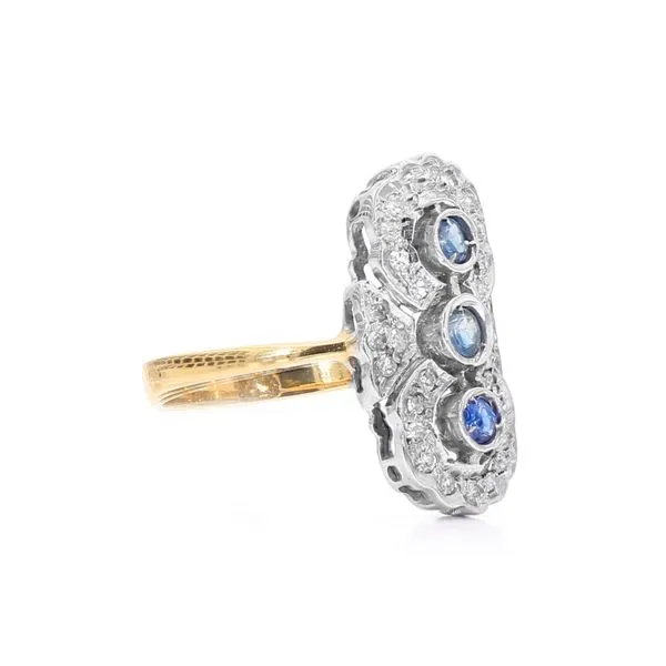 Estate 18K White & Yellow Gold Sapphire & Diamond Ring Image 3 Raleigh Diamond Fine Jewelry Raleigh, NC