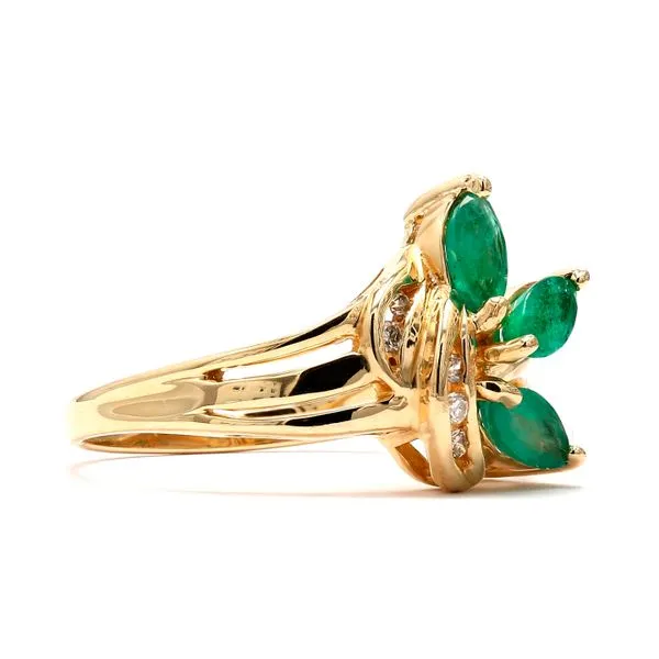 Estate 14K Yellow Gold Emerald & Diamond Ring Image 3 Raleigh Diamond Fine Jewelry Raleigh, NC