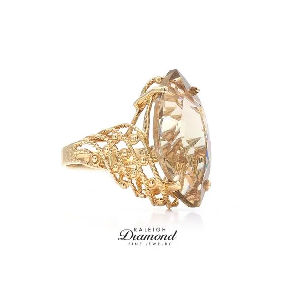 Estate 10K Yellow Gold Contemporary Smoky Quartz Ring Size 6.5 Image 3 Raleigh Diamond Fine Jewelry Raleigh, NC