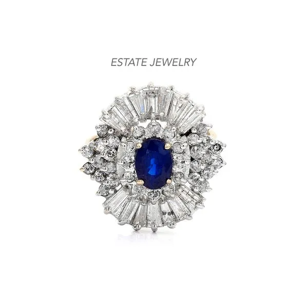 Estate 14K Yellow Gold Sapphire & Diamond Ring Raleigh Diamond Fine Jewelry Raleigh, NC