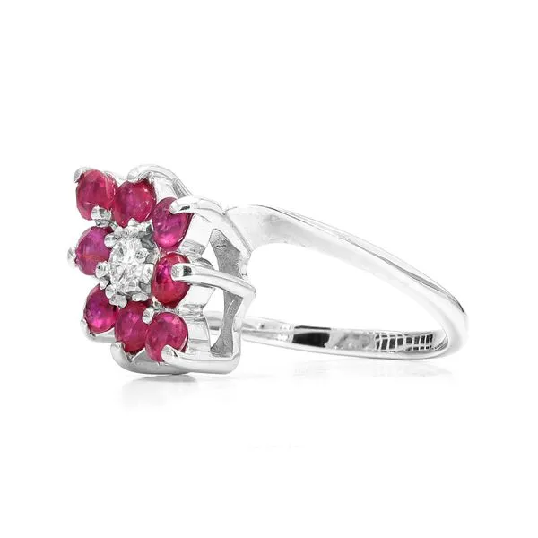 Estate 14K White Gold Ruby & Diamond Waterfall Ring Size 4.75 Image 3 Raleigh Diamond Fine Jewelry Raleigh, NC