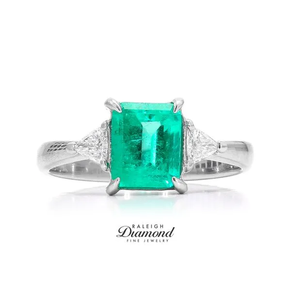 Estate Platinum Emerald & Diamond Ring  Sz 5.75 Raleigh Diamond Fine Jewelry Raleigh, NC