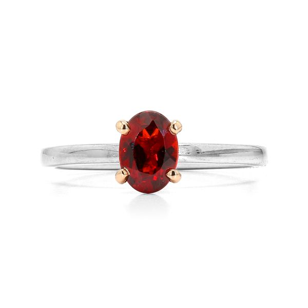 14K White and Yellow Gold 0.95ctw Solitaire Ring Oval Garnet January Birtstone Raleigh Diamond Fine Jewelry Raleigh, NC