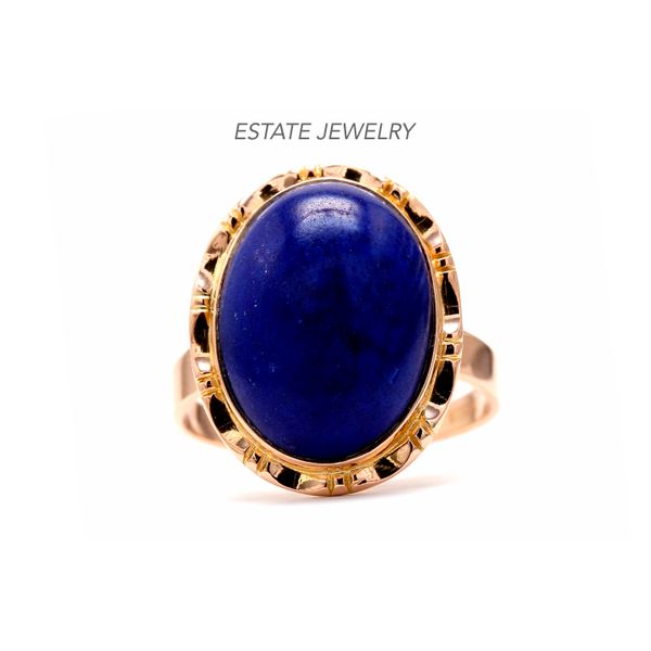 Estate 14K Rose Gold Lapis Fashion Ring Size 7 Raleigh Diamond Fine Jewelry Raleigh, NC