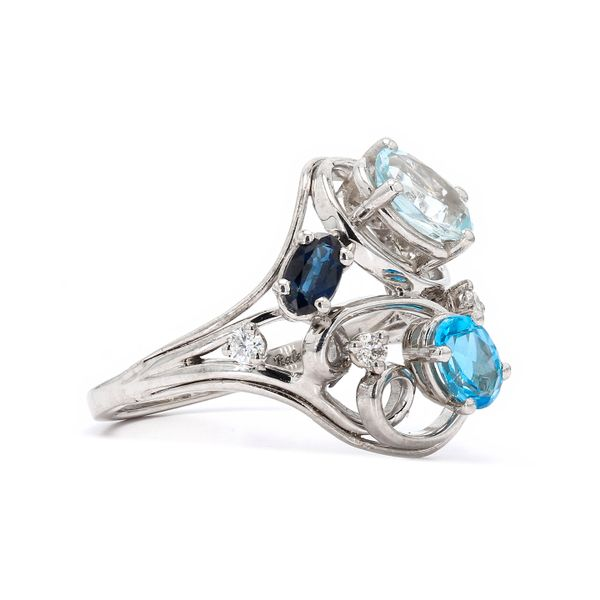 14K White Gold 1.49ctw Blue Wave Multi Gem Ring Image 3 Raleigh Diamond Fine Jewelry Raleigh, NC