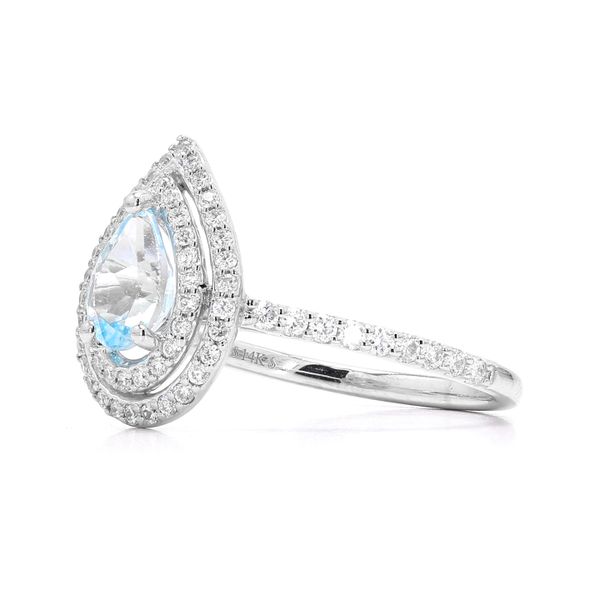 14K White Gold 0.67ctw Aquamarine Pear + 0.37ct Diamonds Image 2 Raleigh Diamond Fine Jewelry Raleigh, NC