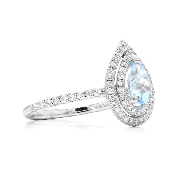 14K White Gold 0.67ct Aquamarine Pear + 0.37ct Diamonds Image 3 Raleigh Diamond Fine Jewelry Raleigh, NC