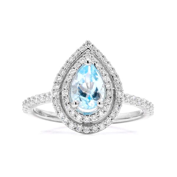 14K White Gold 0.67ctw Aquamarine Pear + 0.37ct Diamonds Raleigh Diamond Fine Jewelry Raleigh, NC