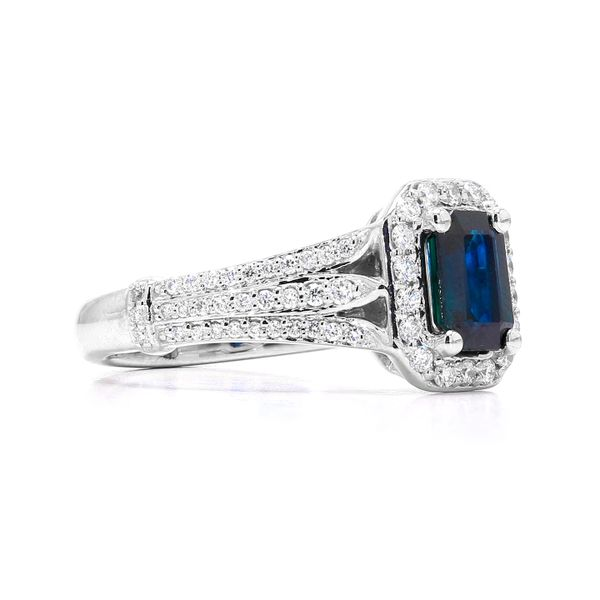 14K White Gold Signature Ring 1.10ct Sapphire Rectangle + 0.33ct Diamonds Image 3 Raleigh Diamond Fine Jewelry Raleigh, NC