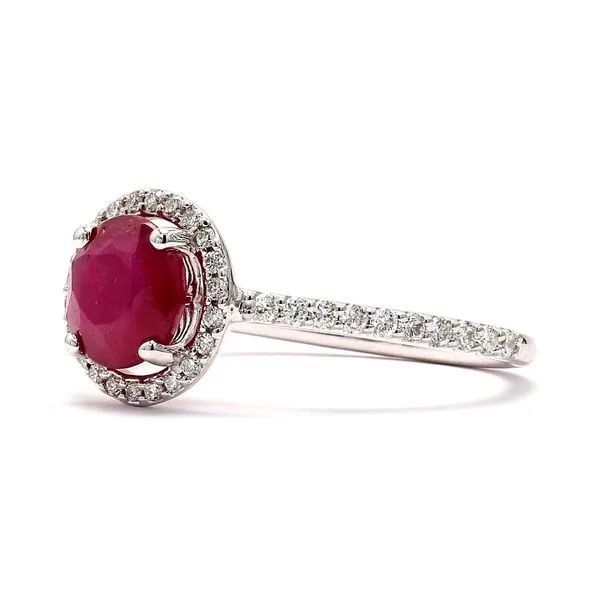 14K White Gold 2.00ctw Ruby RBC + Halo Diamonds Size 7.25 Image 2 Raleigh Diamond Fine Jewelry Raleigh, NC