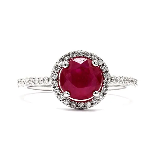 14K White Gold 2.00ctw Ruby RBC + Halo Diamonds Raleigh Diamond Fine Jewelry Raleigh, NC