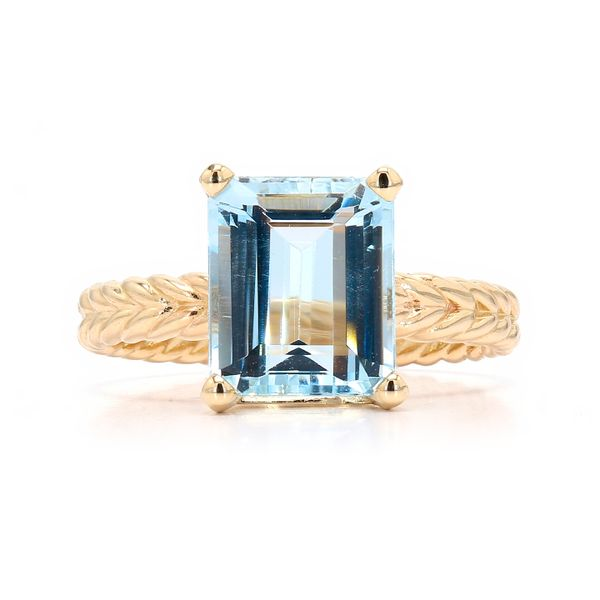 14K White Gold 4.00ct Aquamarine Rope Solitaire Ring Raleigh Diamond Fine Jewelry Raleigh, NC