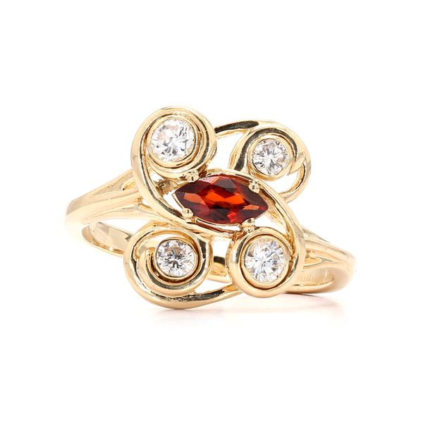 14K Yellow Gold Garnet 0.27ct + Dias 0.35ctw Raleigh Diamond Fine Jewelry Raleigh, NC