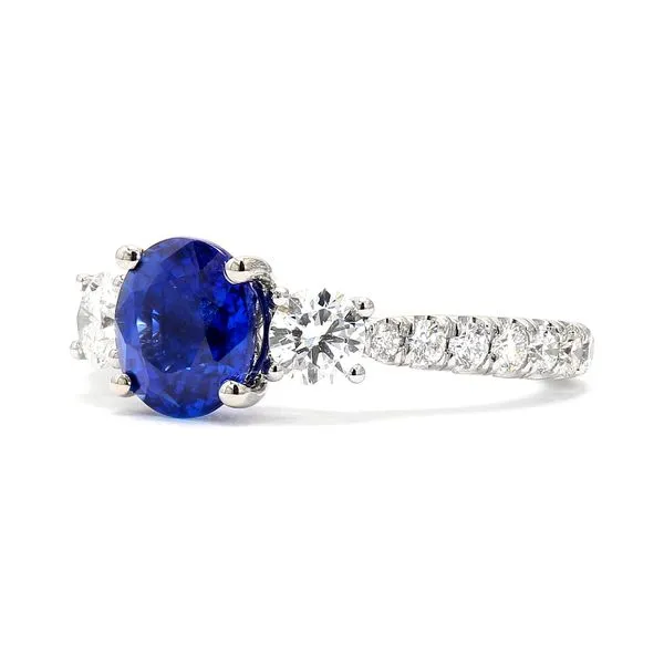 14K White Gold 2.81ctw G-H/SI2 Blue Sapphire with Diamond Accents GIA Image 2 Raleigh Diamond Fine Jewelry Raleigh, NC
