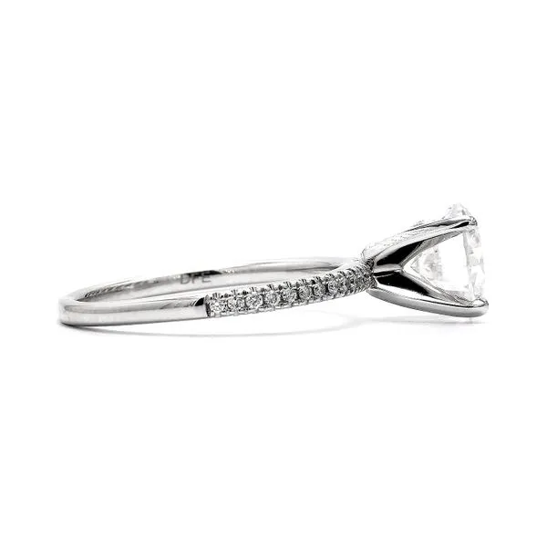 14K White Gold 0.13ctw RDFJ Ring Moissanite 7.5mm RBC GH+ Natural Diamonds Image 2 Raleigh Diamond Fine Jewelry Raleigh, NC