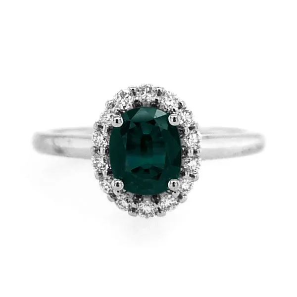 14K White Gold 1.08ctw Tealish-Blue Sapphire + 0.25ctw Diamond Accents Raleigh Diamond Fine Jewelry Raleigh, NC