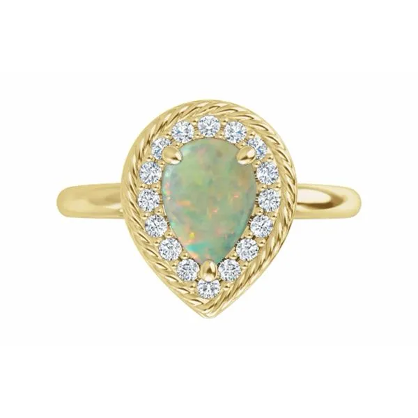 14K Yellow Gold 0.16ctw G-H/SI1 Opal Pear and Diamonds similar item image
