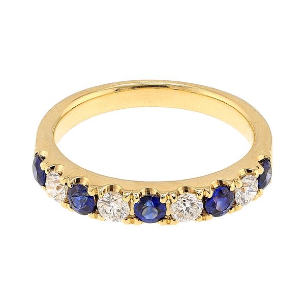 14K Yellow Gold 0.93ctw Sapphire and Diamond Colored Stone Band Sz 7 Raleigh Diamond Fine Jewelry Raleigh, NC