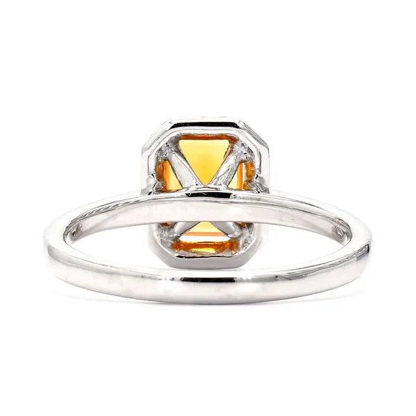 14K White Gold 0.92ctw Citrine Halo Semi-mount for 7x5mm Emerald Cut Diamond Image 3 Raleigh Diamond Fine Jewelry Raleigh, NC