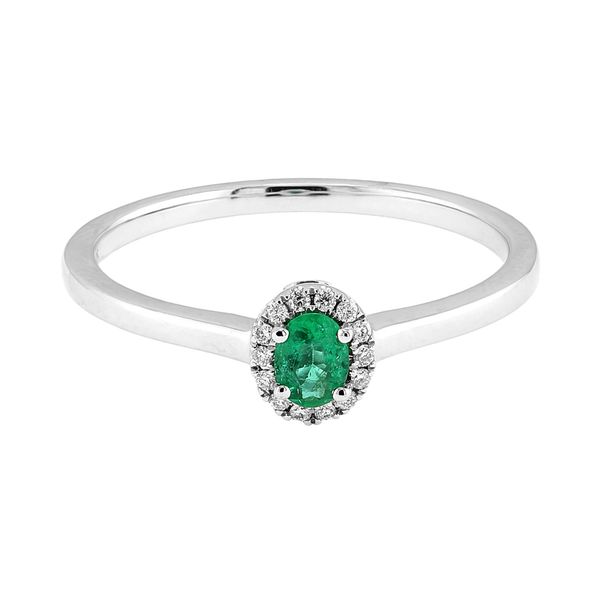 14K White Gold 0.17ctw Emerald and Diamond Ring Sz 6.25 Raleigh Diamond Fine Jewelry Raleigh, NC