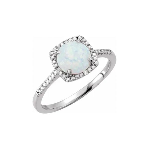 Sterling Silver 0.01ctw I3/H-J Created White Opal and Diamond Accents Ring Raleigh Diamond Fine Jewelry Raleigh, NC