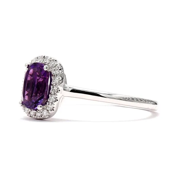 14K White Gold 1.005ctw Halo Amethyst and Diamond Ring Image 2 Raleigh Diamond Fine Jewelry Raleigh, NC