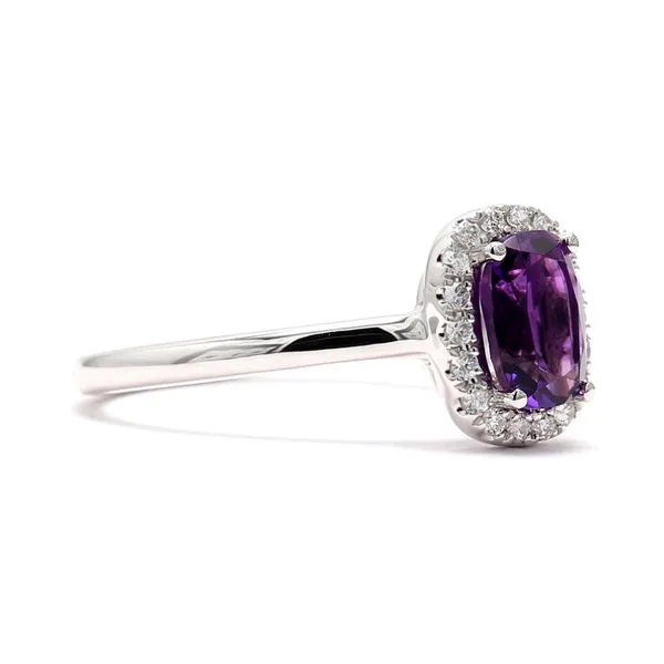 14K White Gold 1.005ctw Halo Amethyst and Diamond Ring Image 3 Raleigh Diamond Fine Jewelry Raleigh, NC