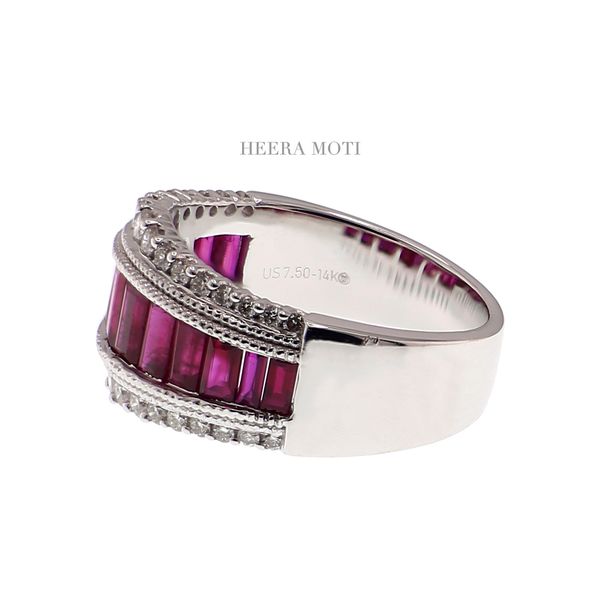 Heera Moti 14K White Gold 2.91ctw Ruby & Diamond Polished Fashion Ring Sz 7.5 Image 2 Raleigh Diamond Fine Jewelry Raleigh, NC