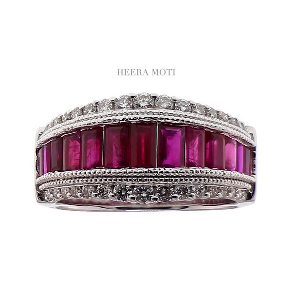 Heera Moti 14K White Gold 2.91ctw Ruby & Diamond Polished Fashion Ring Sz 7.5 Raleigh Diamond Fine Jewelry Raleigh, NC