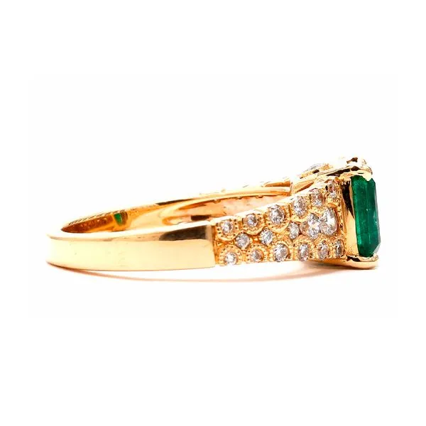 14K Rose Gold 1.00ct Emerald & 0.50ct Diamond Ring Size 6.5 Image 2 Raleigh Diamond Fine Jewelry Raleigh, NC