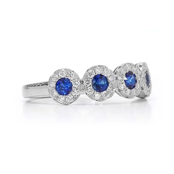14K White Gold 0.91ctw G/SI1 Diamond & Sapphire Band Size 6.25 Image 3 Raleigh Diamond Fine Jewelry Raleigh, NC