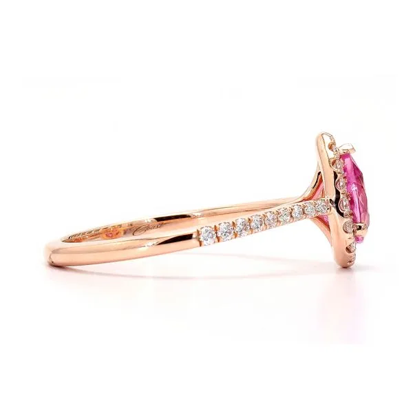 14K Rose Gold 1.02ctw Natural Padparadscha Sapphire with 0.28ctw Halo Diamonds Image 2 Raleigh Diamond Fine Jewelry Raleigh, NC