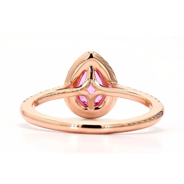 14K Rose Gold 1.02ctw Natural Padparadscha Sapphire with 0.28ctw Halo Diamonds Image 3 Raleigh Diamond Fine Jewelry Raleigh, NC