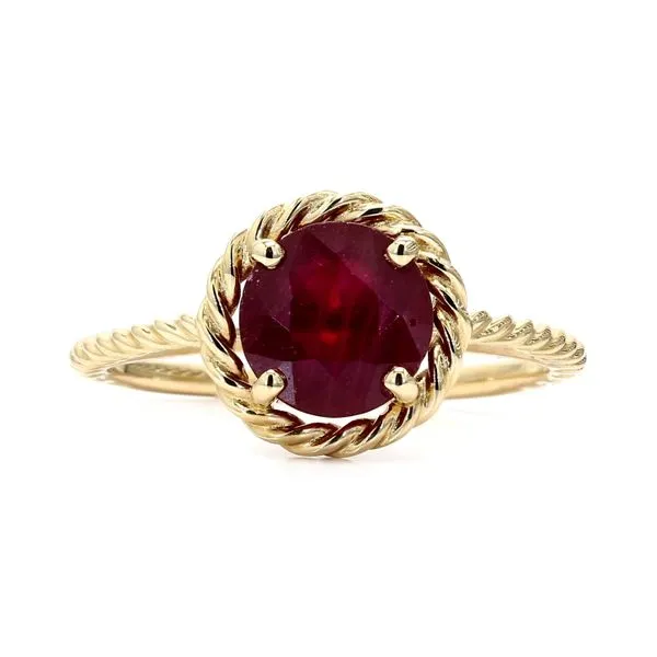 14K Yellow Gold 2.36ctw Rough Ruby in Rope Style Solitaire Raleigh Diamond Fine Jewelry Raleigh, NC