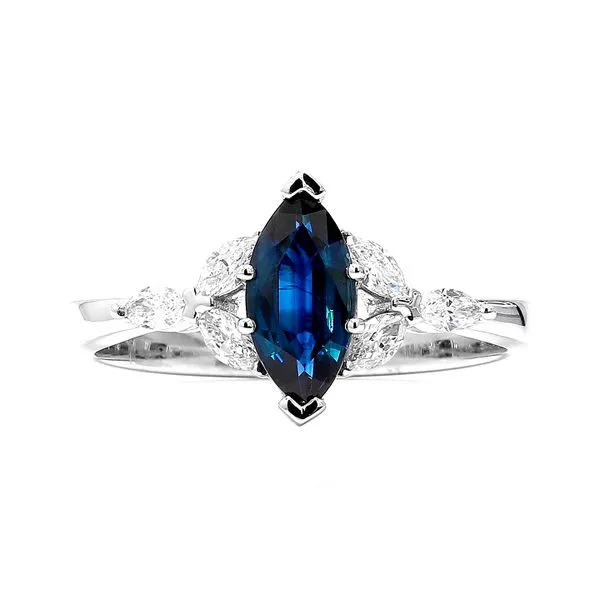 14K White Gold 1.21ctw Blue Sapphire Marquise + Marquise Diamonds Raleigh Diamond Fine Jewelry Raleigh, NC