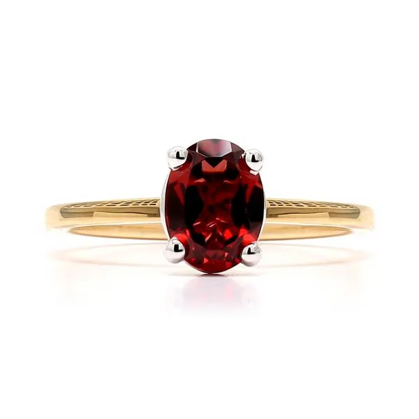 14K White & Yellow Gold 1.38ctw Garnet Oval Solitaire Ring Raleigh Diamond Fine Jewelry Raleigh, NC